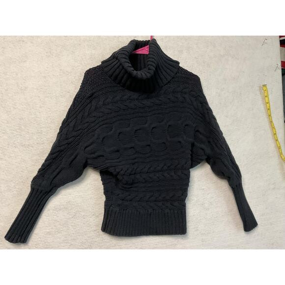 MODA International Sweater Womens Small Charcoal Turtleneck Cable Knit Dolman - Picture 5 of 10